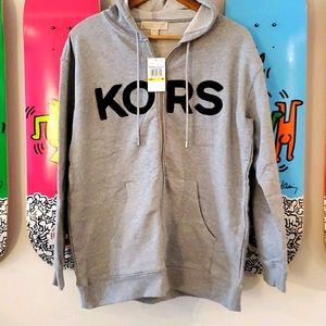 Michael Kors Embroidered Hoodie M Grey NWT